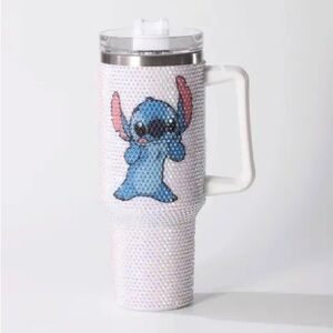 Sparkly Rhinestone Bling 40 oz Tumbler with Handle  - Stitch